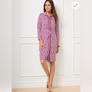 Talbots NWT Plum and White Geometric Dress